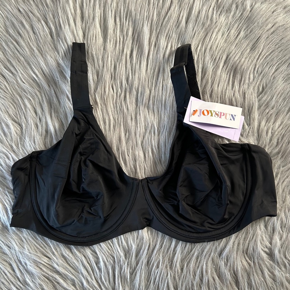Joyspun Unlined Bra Womens Size 42C Black Opaque Underwire Unpadded Back Closure